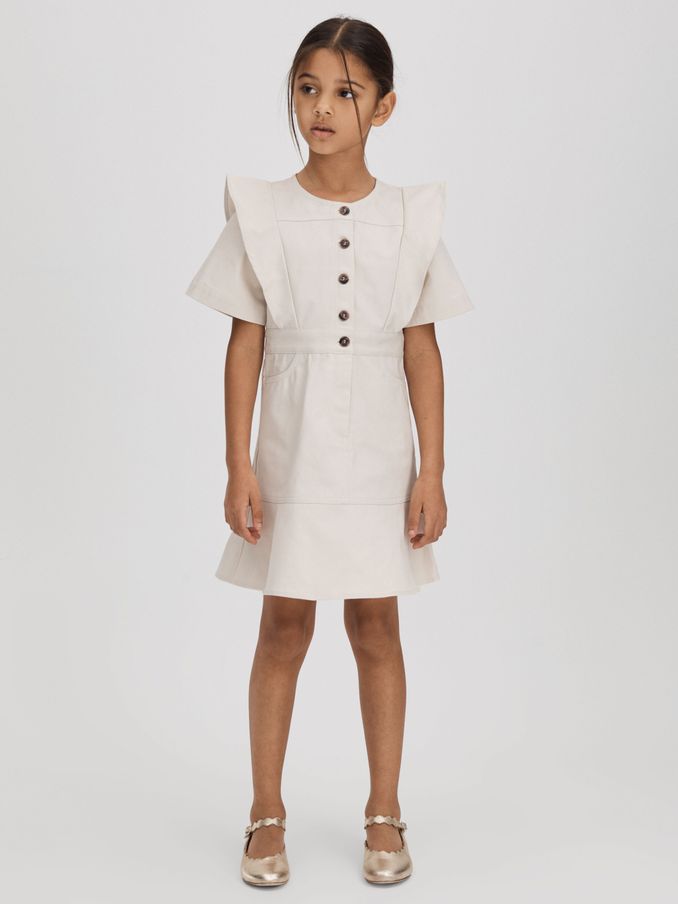 4-9 yrs Flared Denim Dress in Stone (K74866) | €42