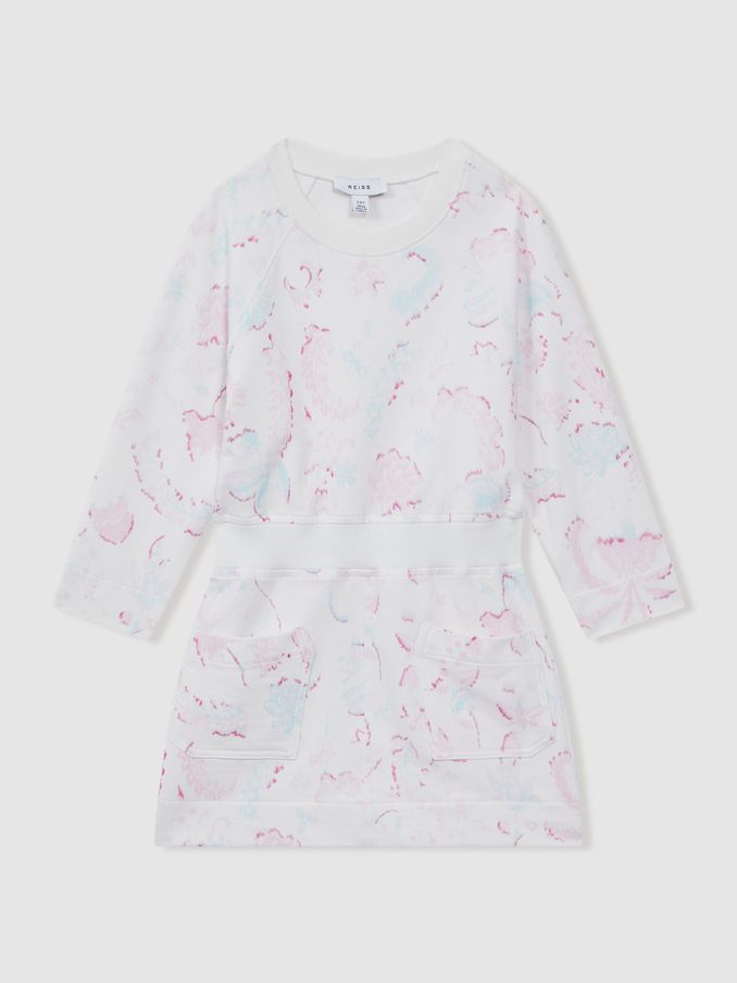 13-14 yrs Cotton Jersey Blend Crew Neck Dress in Multi (K74916) | $39