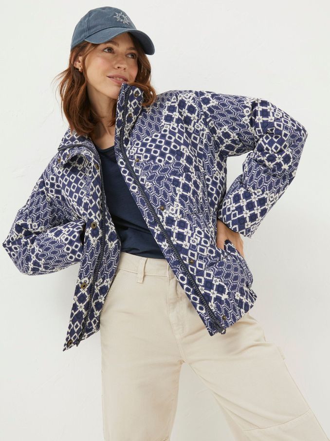 Peri Blue Patchwork Puffer Jacket (K76065) | €41