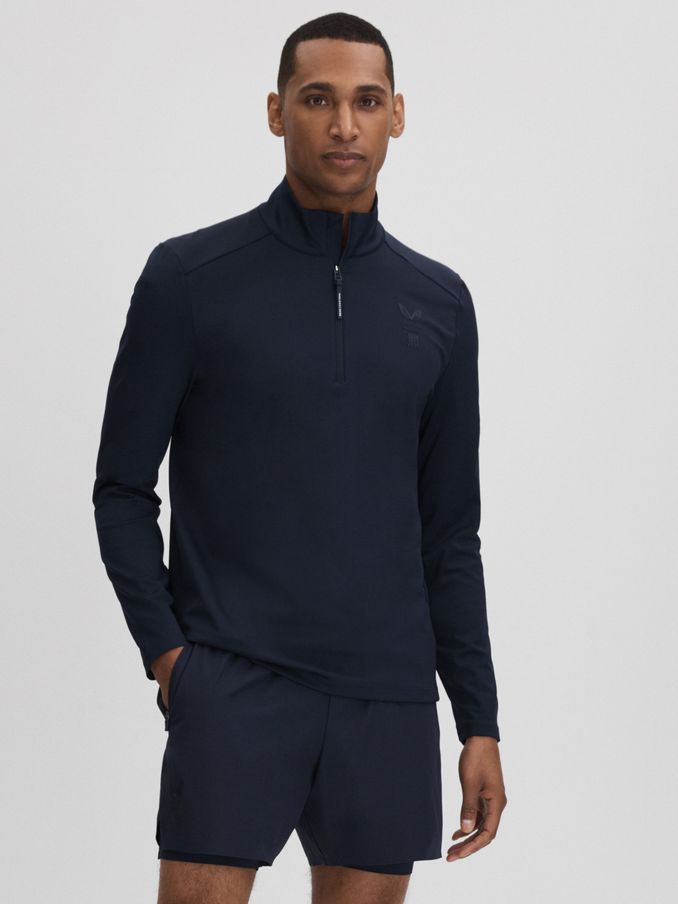 Castore Performance Quarter-Zip Funnel Neck Top in Midnight Navy (K77591) | US$111