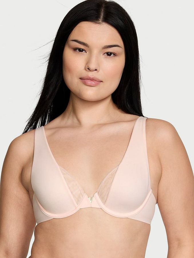 Purest Pink Mesh Unlined Full Coverage Bra (K79767) | €17