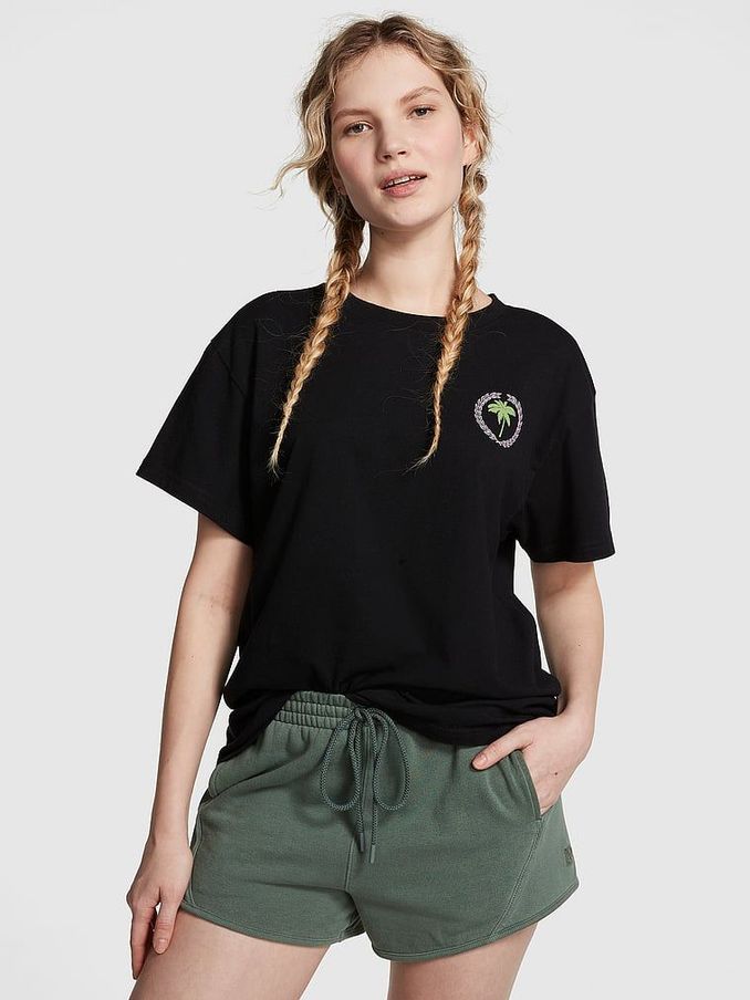 Black Short Sleeve Oversized Campus T-Shirt (K80567) | €13
