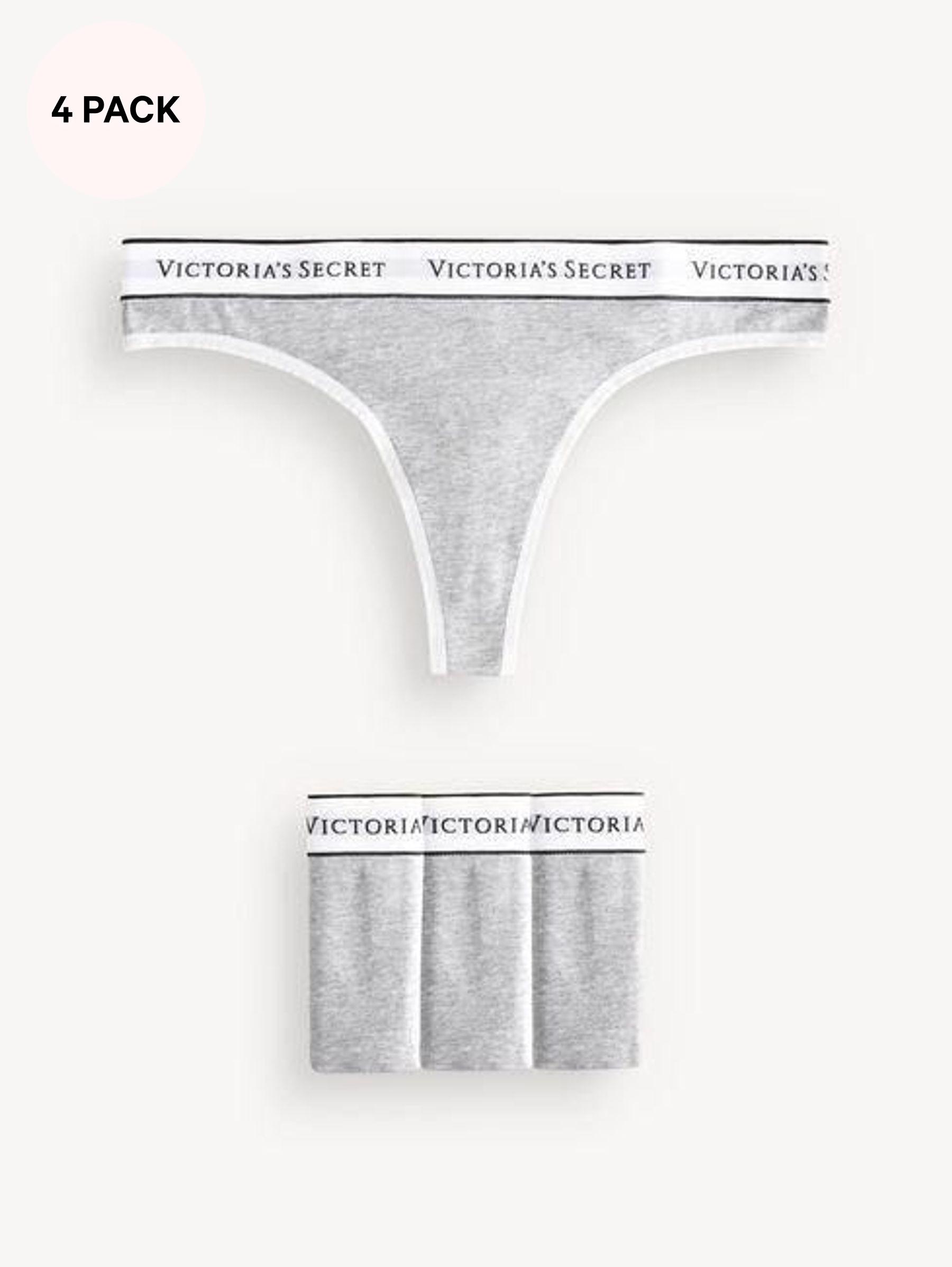 Medium Heather Grey Thong Logo 4 Pack Knickers (K80600) | €22.50