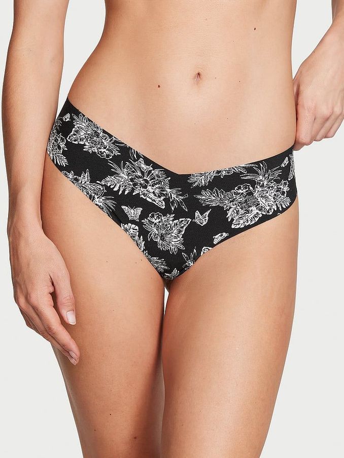 Black Tropical Toile Thong Knickers (K80606) | €4