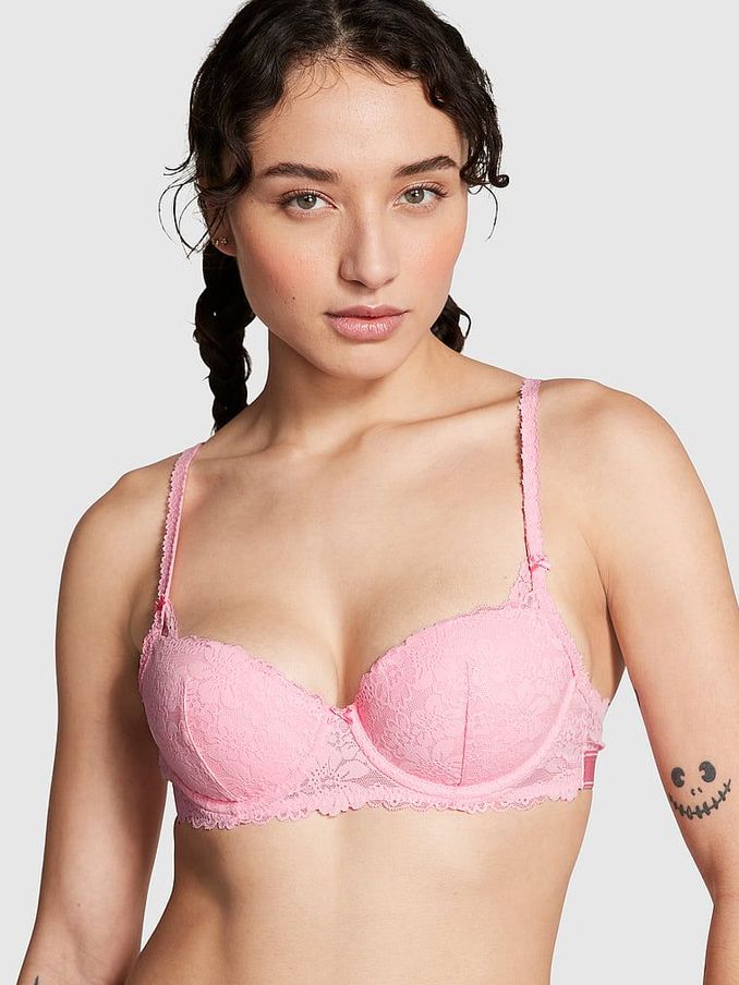 Pink Bubble Lace Lightly Lined Balcony Bra (K80637) | €15