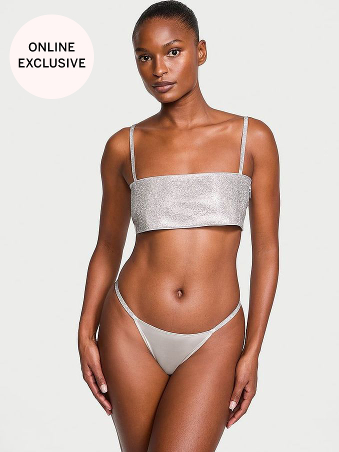 Pearl Grey Silver Shine Bralette and Knicker Set (K80642) | €39