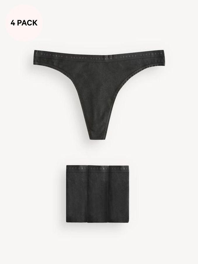 Black Thong Logo 4 Pack Knickers (K80672) | €22.50
