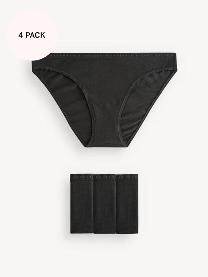 Black Bikini Logo 4 Pack Knickers (K80708) | €22.50