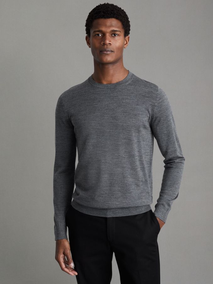 Pack of Two Merino Wool Jumpers in Mid Grey (K81454) | US$175
