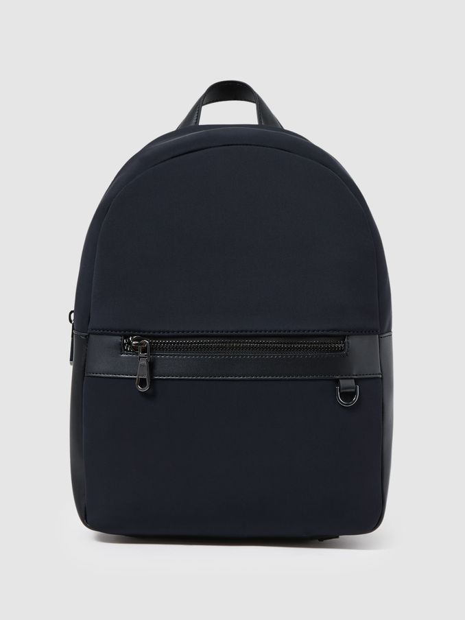 Drew Dark Navy Neoprene Zipped Backpack (K81551) | $240