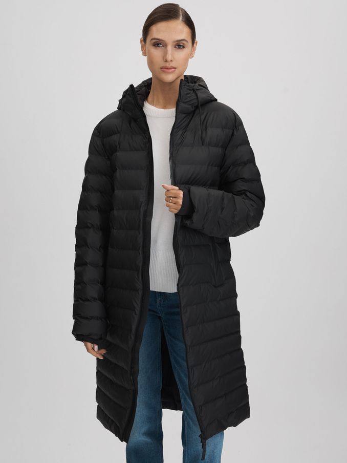 Rains Long Waterproof Puffer Jacket in Black (K81560) | US$268