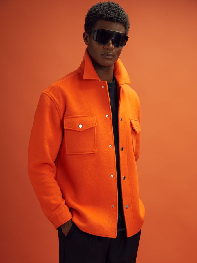 McLaren F1 Wool Blend Twin Pocket Overshirt in Papaya (K81581) | €226