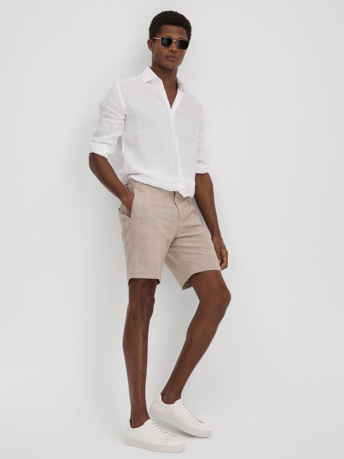 Check Side Adjuster Shorts in Oatmeal (K82306) | €54