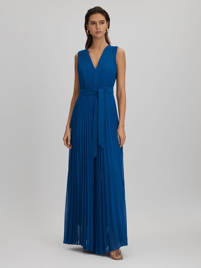 Pleated Belted Jumpsuit in Cobalt Blue (K83113) | €216