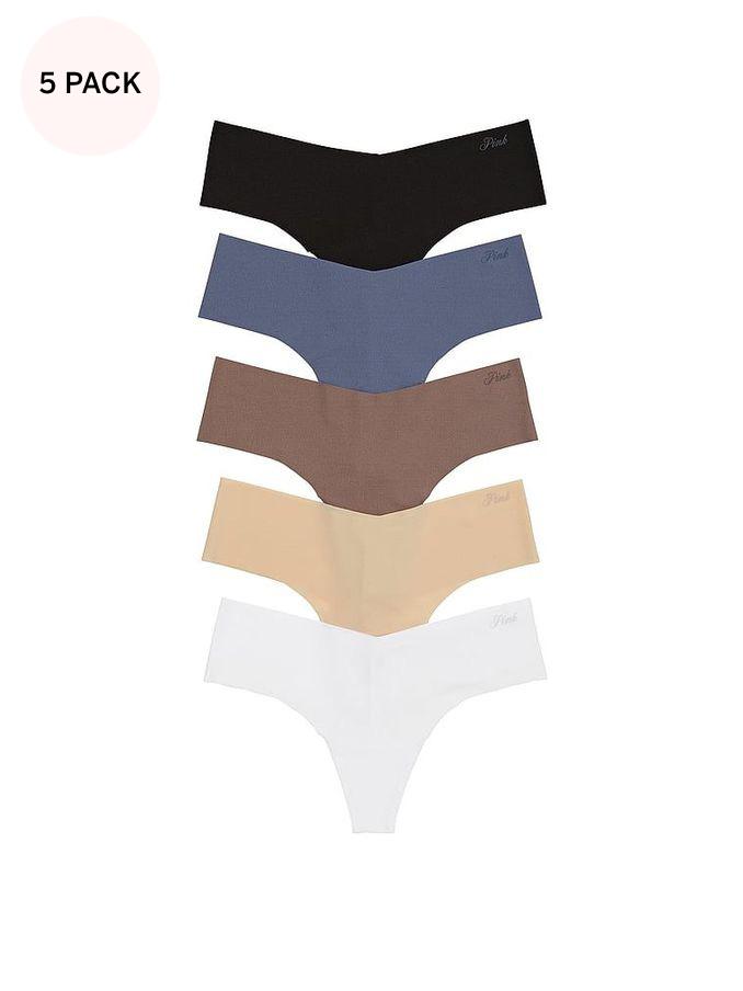 Black/Blue/Nude/White Thong 5 Pack Knickers (K86395) | €31