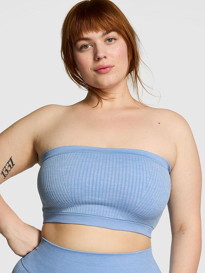 Denim Blue Seamless Strapless Low Impact Sports Bralette (K86407) | €15