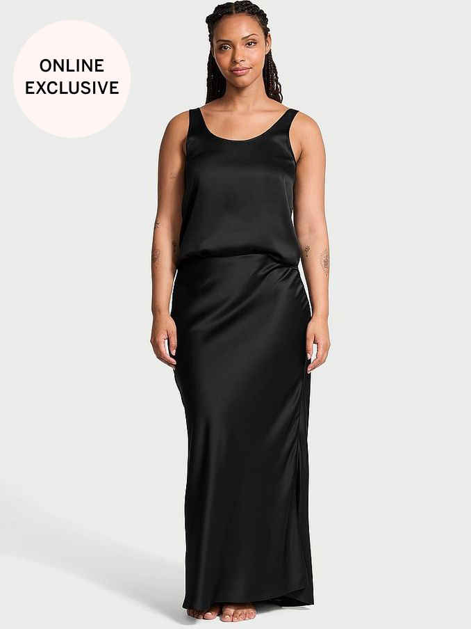 Black Satin Maxi Skirt (K89069) | €68
