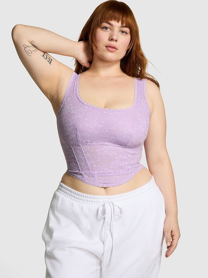 Pastel Lilac Purple Lace Corset Bra (K89098) | €12