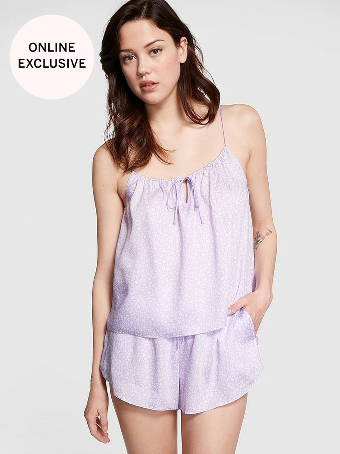 Pastel Lilac Purple Ditsy Floral TENCEL™ Cami Sleep Set (K89144) | €20