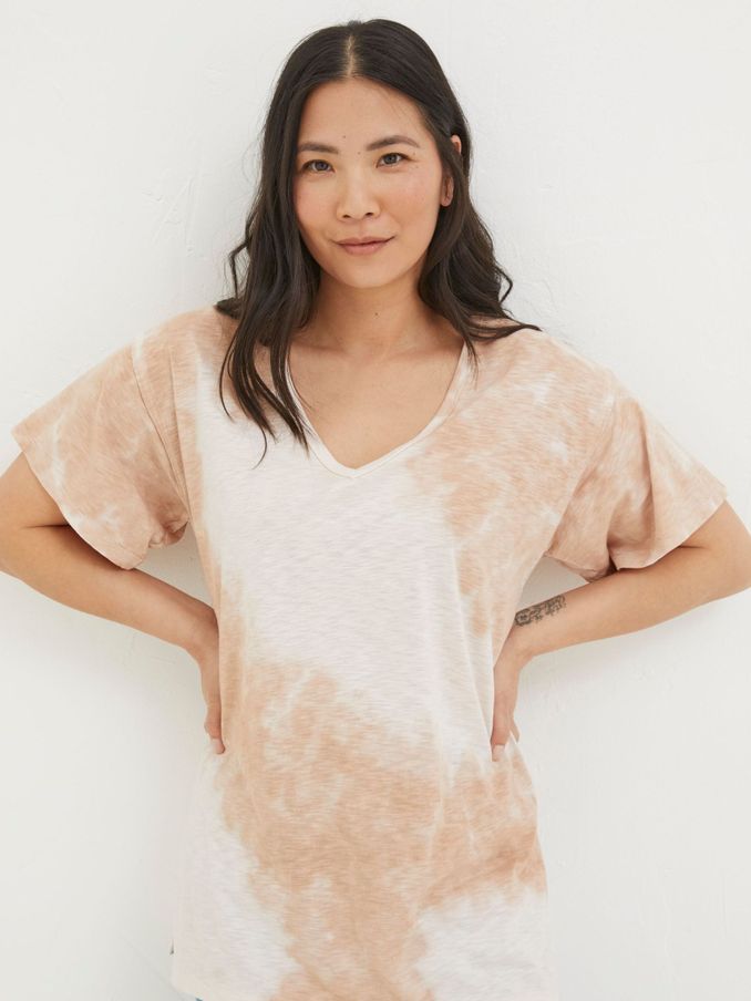 Abi Natural Tie Dye Tunic T-Shirt (K90354) | $30