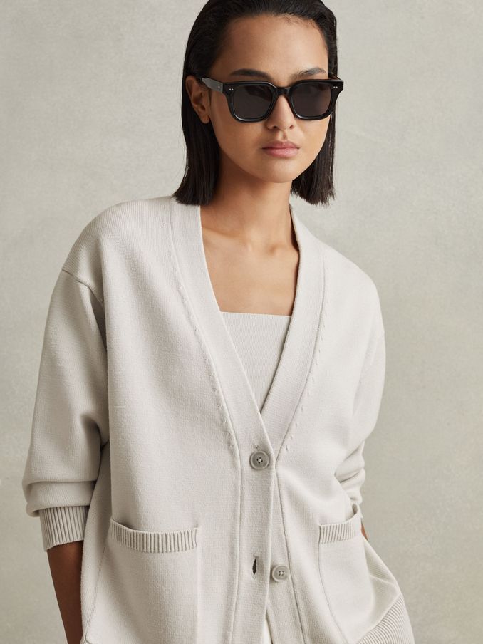 Chunky Knitted Cardigan in Grey (K95933) | €127