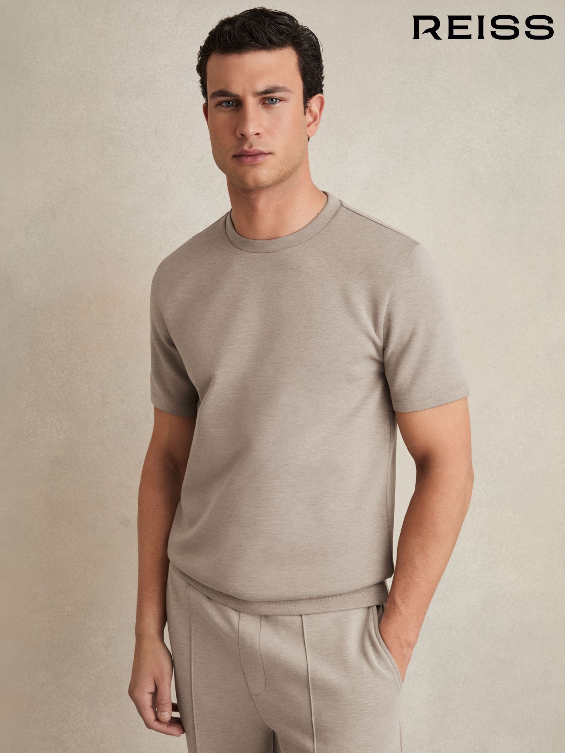 Interlock Jersey Crew Neck T-Shirt in Taupe (K97806) | €90