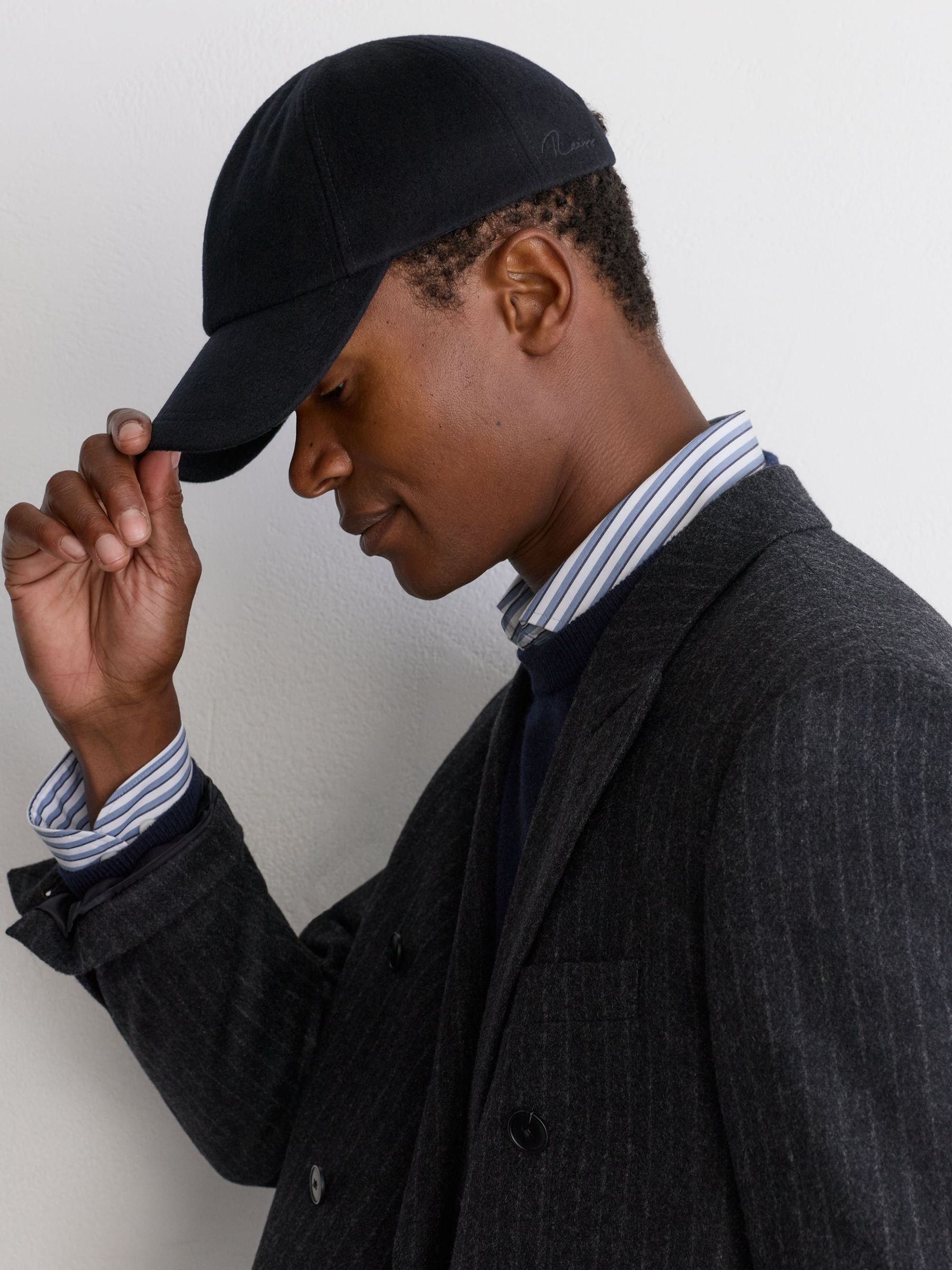 Marineblau - Regular Wool-blend Flannel Baseball Cap