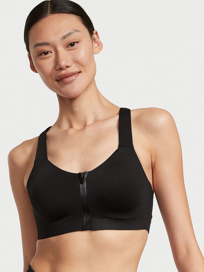 Black Smooth Front Fastening Wired High Impact Sports Bra (L31258) | €22