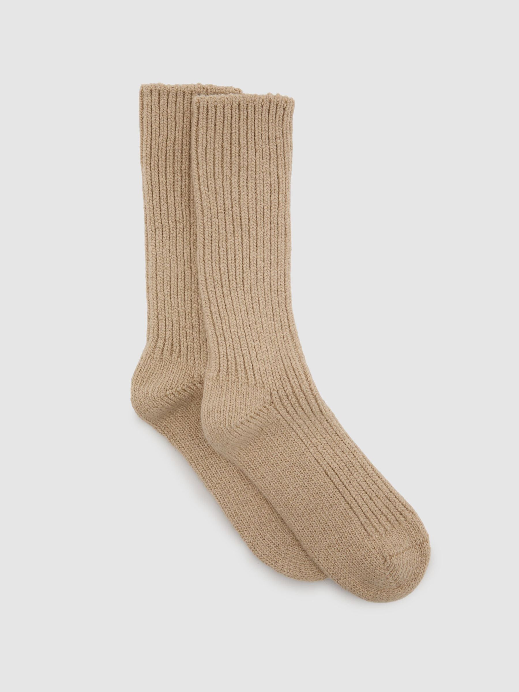 Neutral - Rib-knit Socks With Cashmere