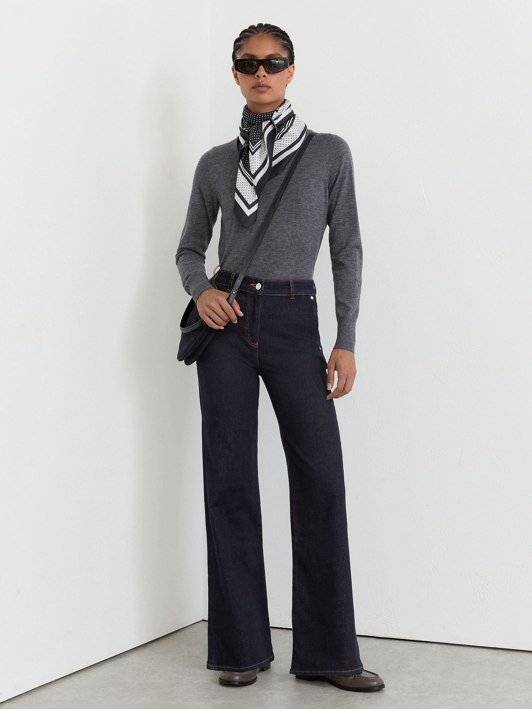 Dark Blue - Wide-leg Jeans