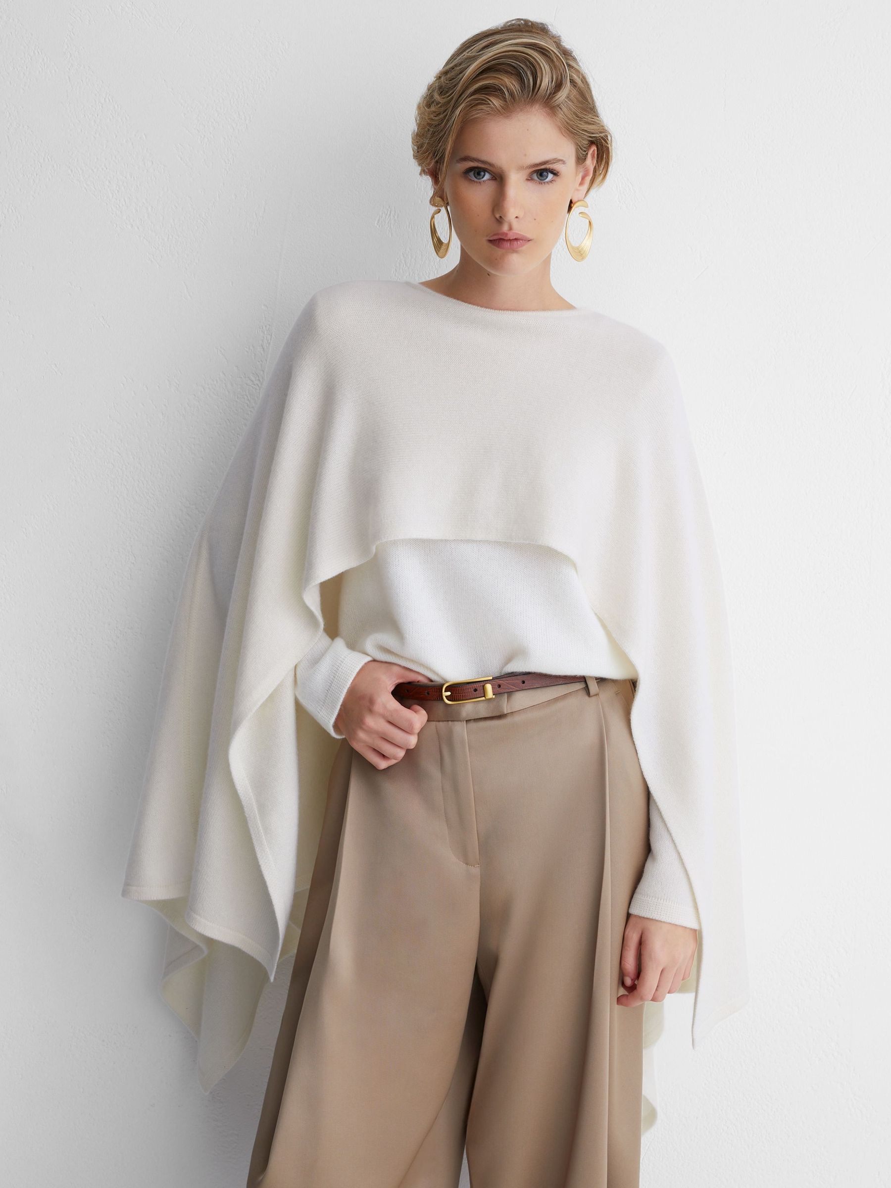 Ivory - Atelier Wool-cashmere Cape Knit Jumper