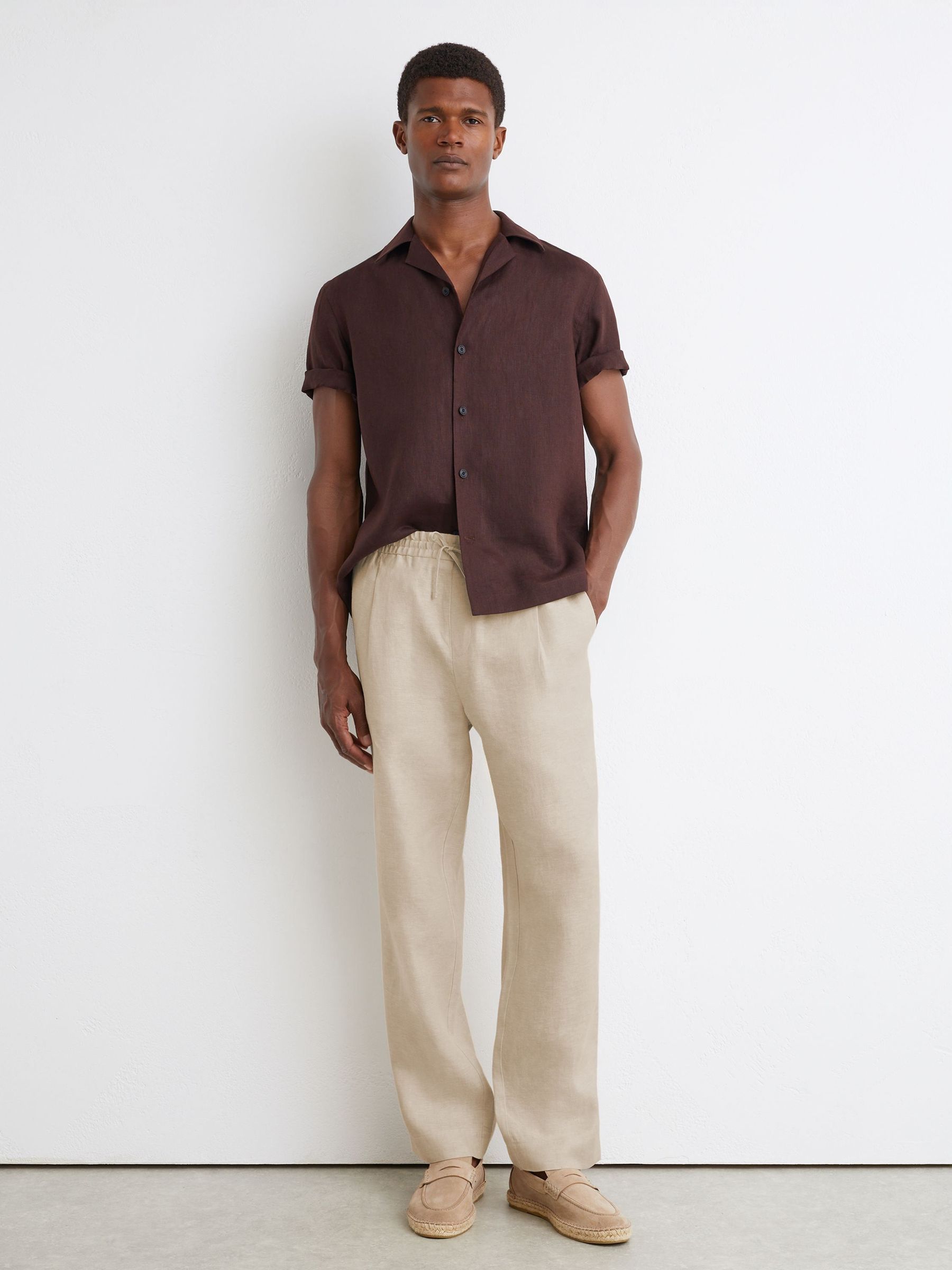 Nature - Regular Linen Relaxed-fit Drawstring Trousers