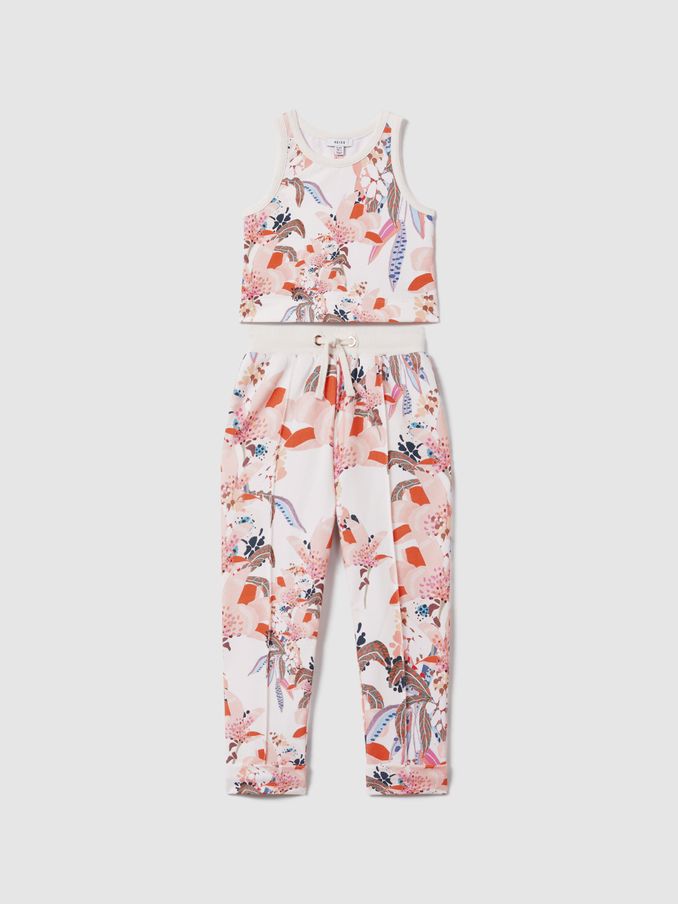 13-14 yrs Cotton Vest and Joggers Set in Pink Print (M48089) | US$65