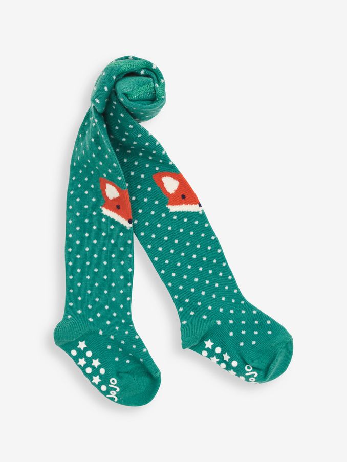 Green Spotted Fox Knee Cotton Rich Tights (M68229) | $16