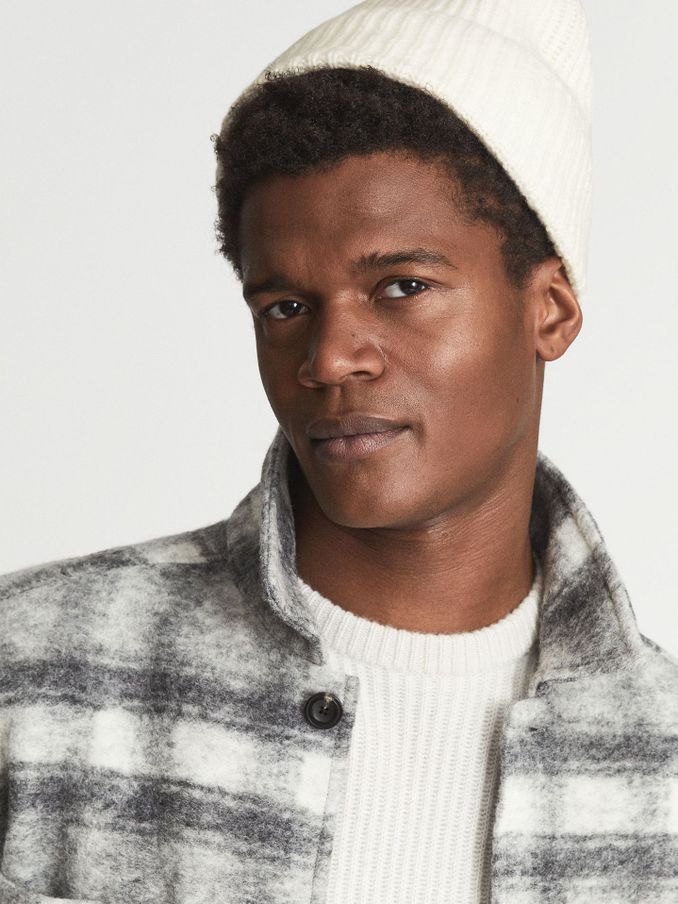 Rib Knitted Lambswool Beanie in Ecru (M83454) | €58
