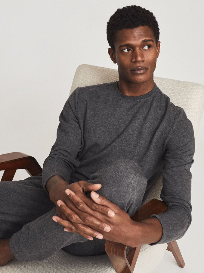 Melange Crew Neck Jumper in Dark Grey (M85011) | $42