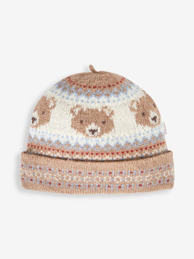 Stone Baby Bear Fair Isle Pattern Knitted Hat (M87464) | $12