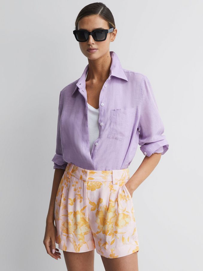 High Rise Floral Print Shorts in Yellow (M97121) | €41