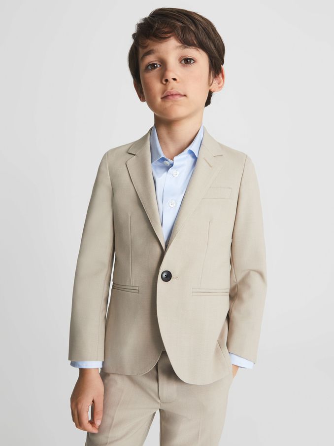 Single Breasted Wool Blazer in Stone (M97897) | $127
