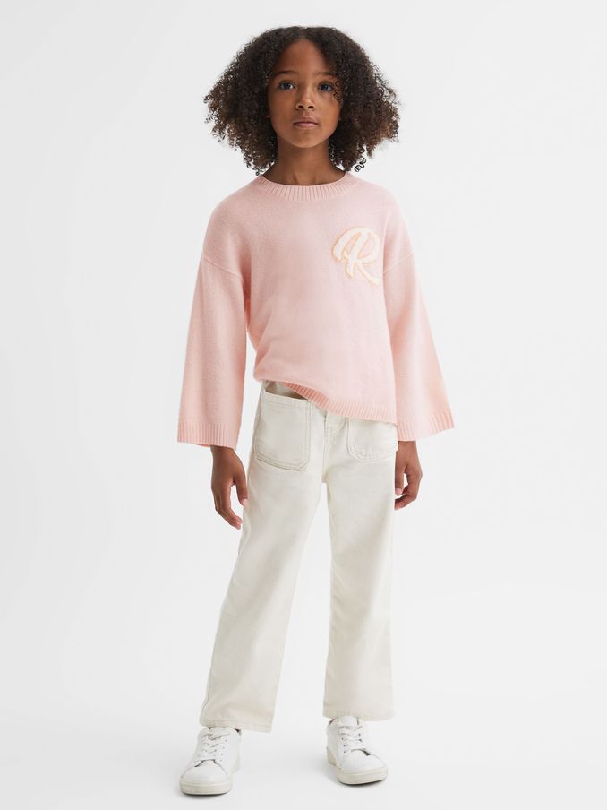 9-13 yrs Wool Blend Motif Jumper in Pink (N02788) | US$28