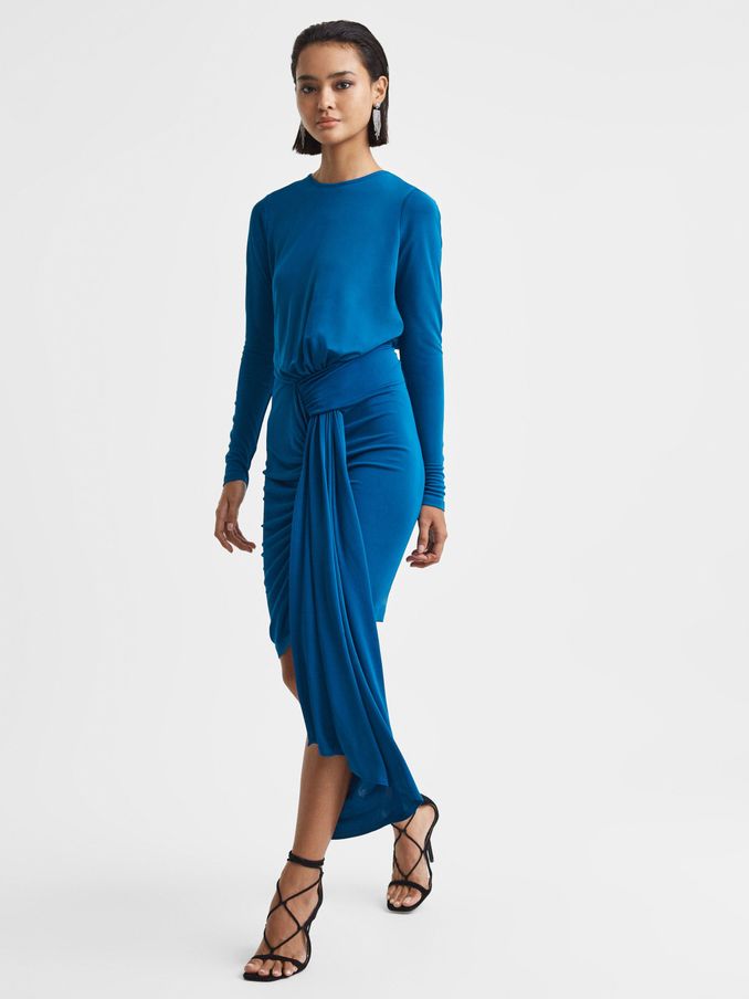 Embellished Chain Bodycon Mini Dress in Teal (N02802) | CA$152