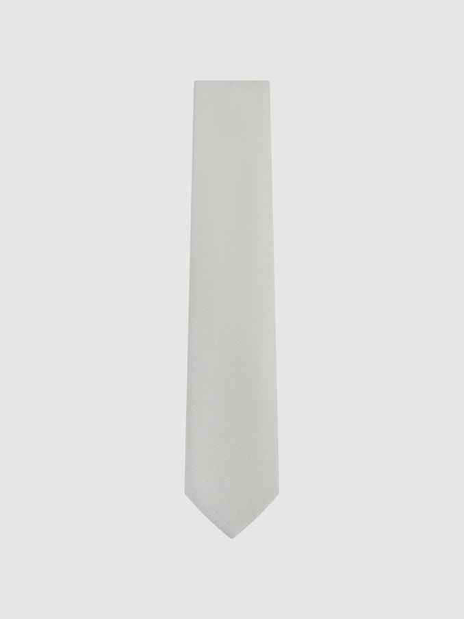 Silk Polka Dot Tie in Silver (N05143) | CHF 20