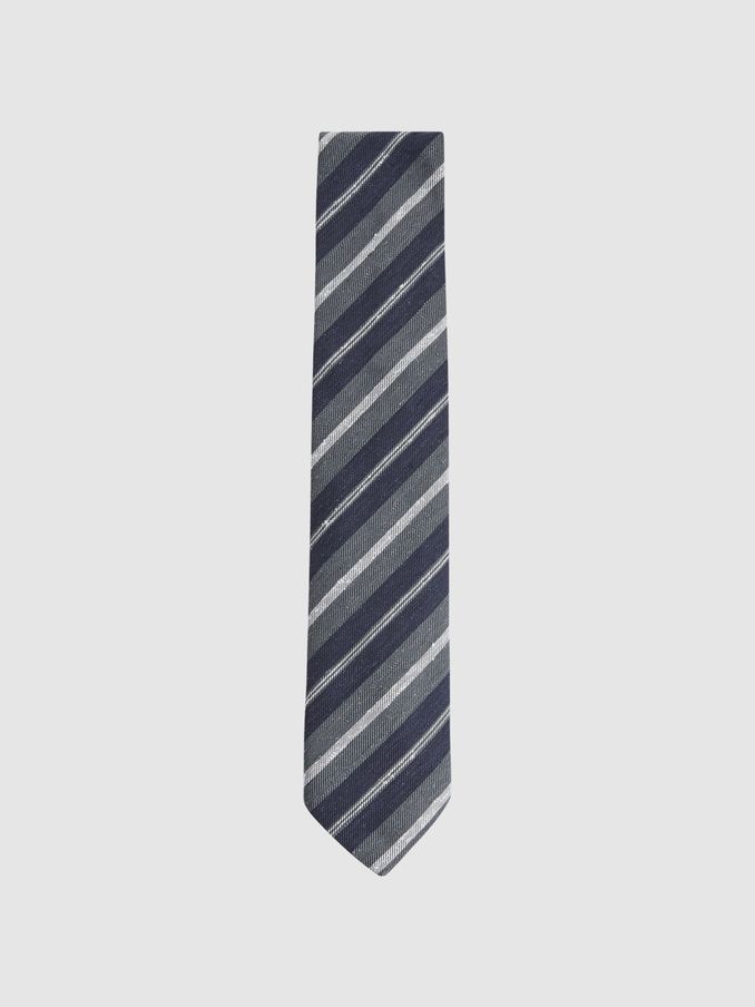 Silk Textured Stripe Tie in Navy (N06900) | US$27