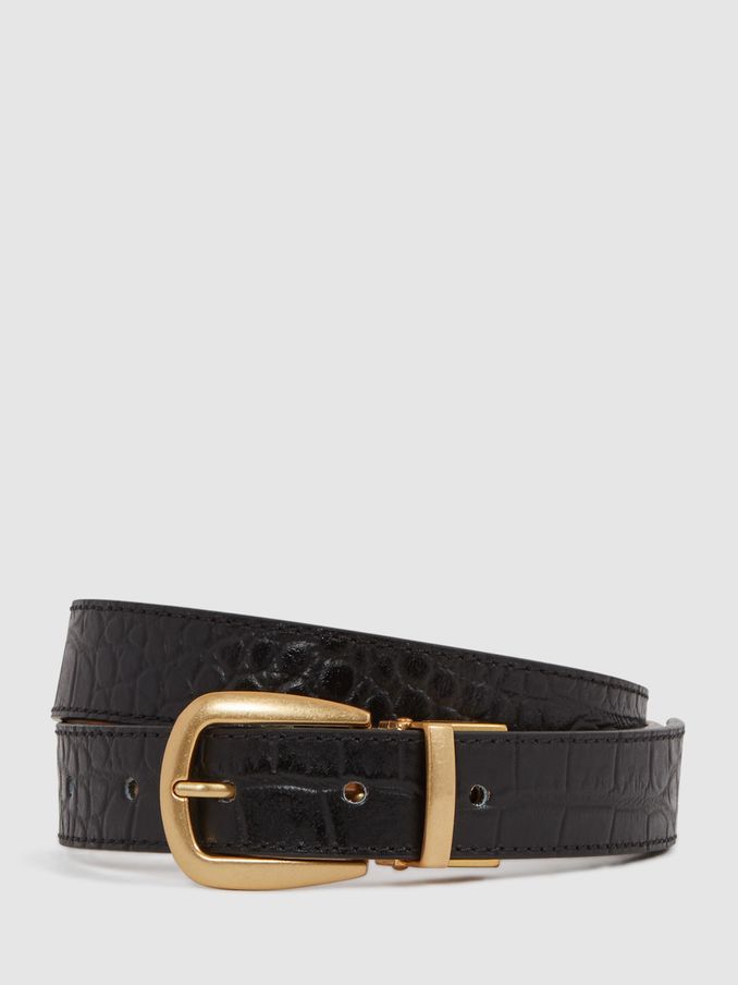Reversible Leather Belt in Black/Camel (N11576) | US$75