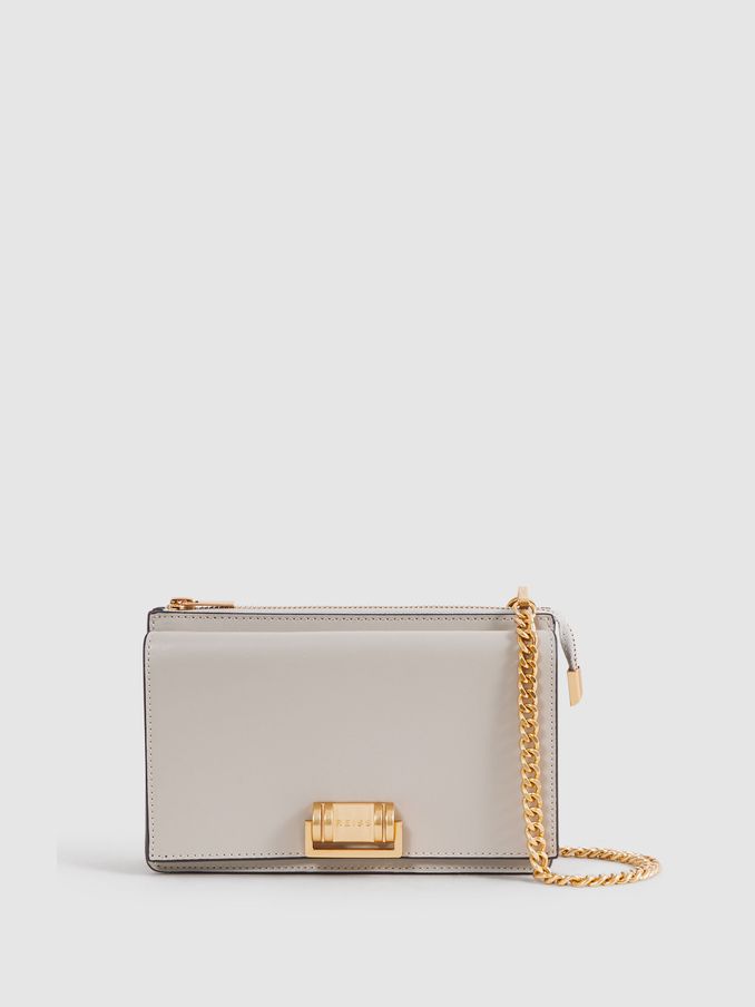 Leather Chain Crossbody Bag in Grey (N12404) | €139