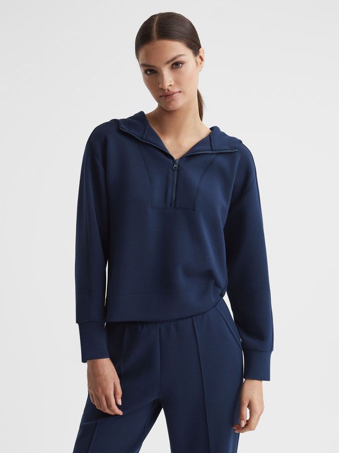 Half-Zip Hoodie in Navy (N12406) | US$111