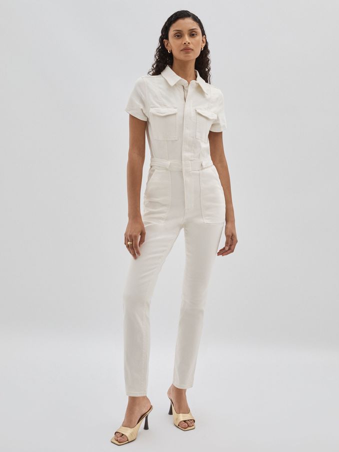 Good American Straight Leg Jumpsuit in White (N17076) | HK$1,265
