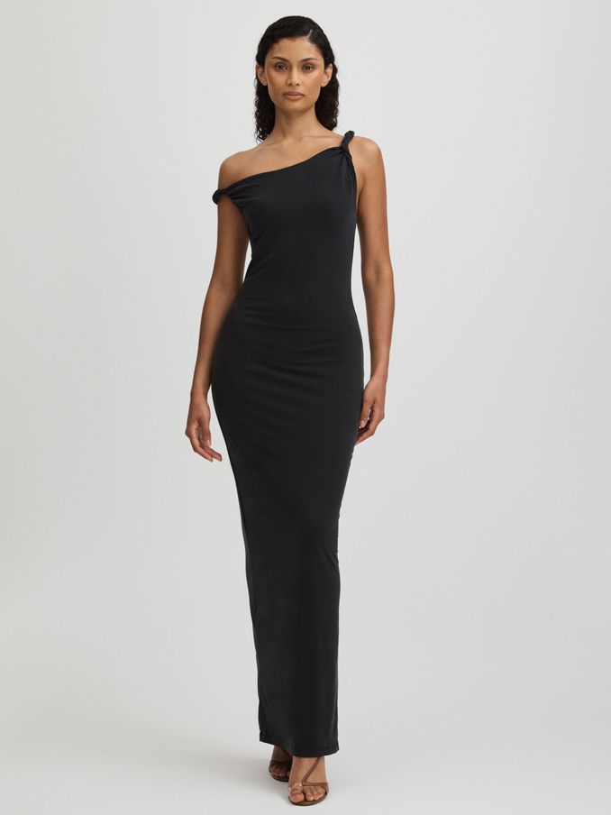 Good American Twisted Strap Jersey Maxi Dress in Black (N17110) | HK$1,461