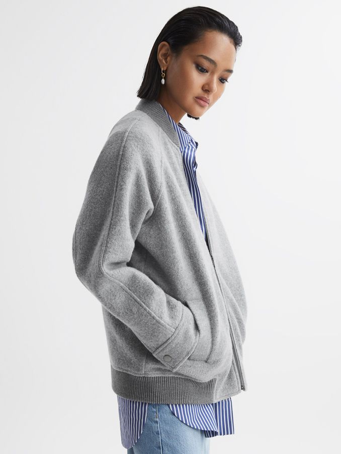 Wool Bomber Jacket in Charcoal (N18487) | US$245