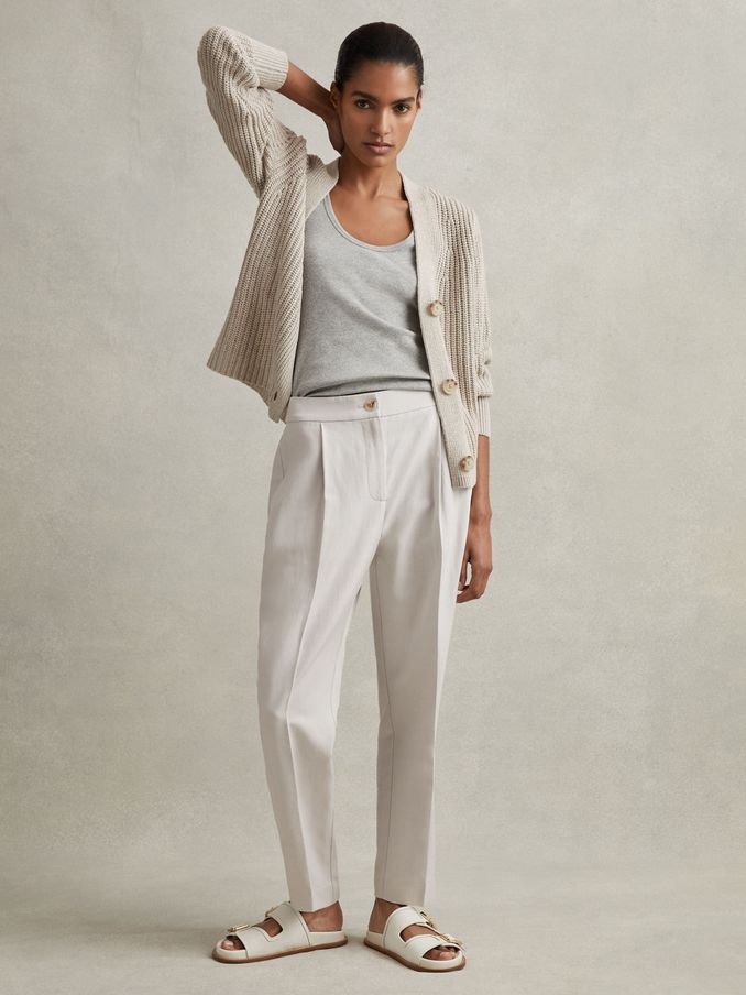 Tapered Suit Trousers with TENCEL™ Fibers in Light Grey (N21540) | €67